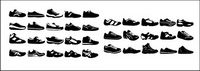 Various black and white sports shoes