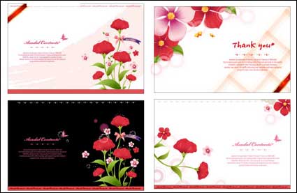Flowers card template vector material