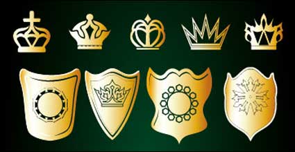 Golden crown and shield vector material