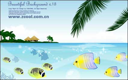 Tropical fish theme vector material