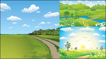 3 natural scenery vector material