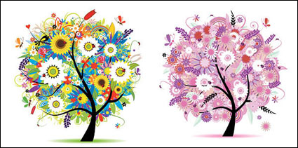 Seasons tree vector material		