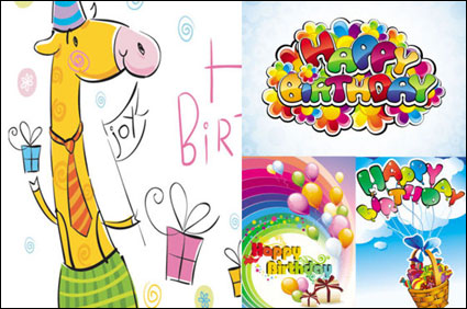 Cartoon happy birthday vector material