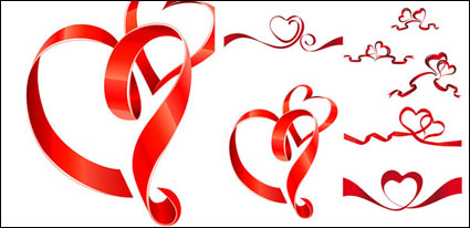 Heart-shaped ribbon vector material