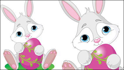 Cartoon rabbit with egg 04 - vector