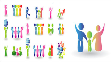 Colorful three-dimensional dynamic humanoid icon vector material -1