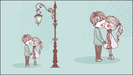 The cute couple Illustrator 01 - vector material