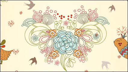 Cartoon love birds pattern 03 - vector material