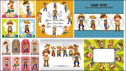 Cute cartoon label vector download