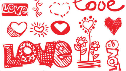 Hand-painted red heart - vector material