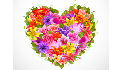 Valentine flowers background 02 - vector material