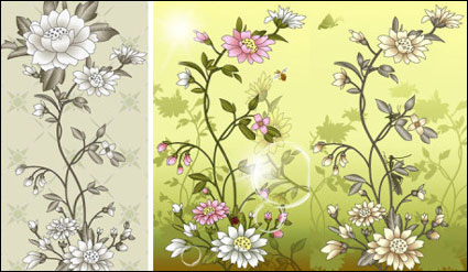 Flowers, butterflies, chicks, hens, bees, grasshoppers