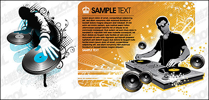 DJ playing disc material vector illustrations