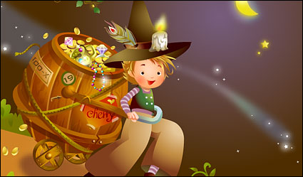 Exquisite style cartoon illustrations vector material-8